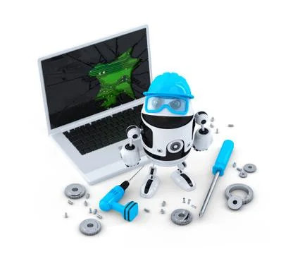 Technician fixing laptop. Stock Illustration