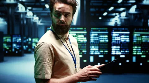 Technician fixing VPN servers Stock Footage 246243124