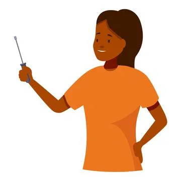 Technician holding screwdriver and smiling, repair and maintenance services Illustrazione stock