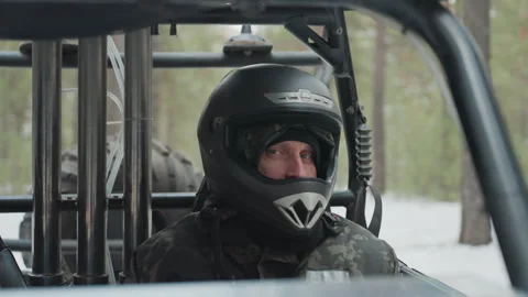 Technician inspects ATV dashboard details. Skilled male technician ensures all Stock Footage 346203818
