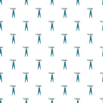 Technician installing air conditioner unit seamless pattern Stock Illustration