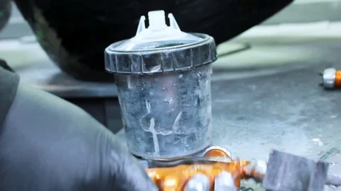 Technician Loading Spray Paint Gun. Stock Footage 106678268
