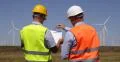 Technician Looking Drawings Men Planning Wind Turbines Windmills Farm Engineers 4k or 4k+ Resolution
