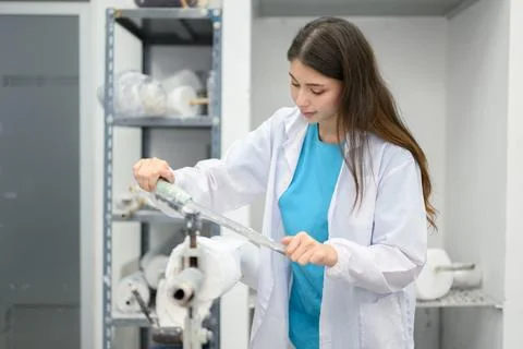 Technician making prosthetic device using grinder to smooth socket Stock Photos