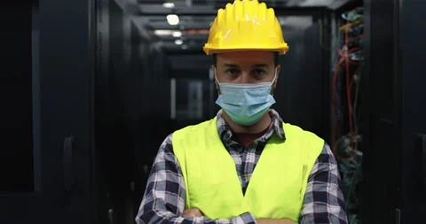 Technician male worker looking in camera Stock Footage 149302587