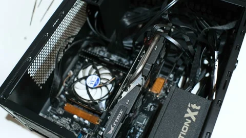 Technician man work on desktop pc repair disassembling components,tech computer Stock Footage 134356571