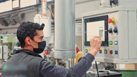 Technician Managing Automated Process Stock Footage 308043379