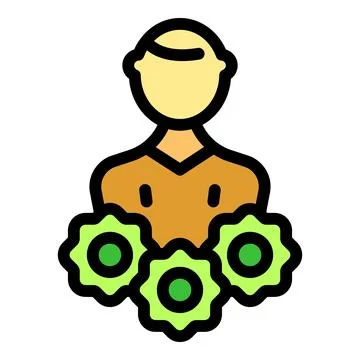 Technician managing gears, workflow optimization and expertise symbol Illustrazione stock