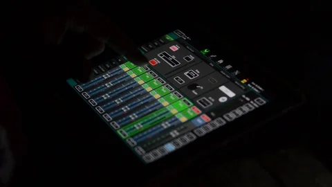 Technician operating with audio sound mixing console at live concert Stock-Footage 101439994