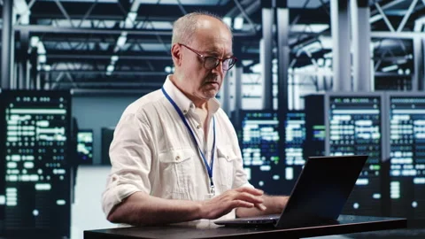 Technician optimizing data center Stock Footage 248647830