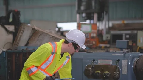 Technician or worker man with white helmet maintenance Stock Footage 127291037