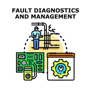 Technician performing fault diagnostics and management in systems Stock Illustration