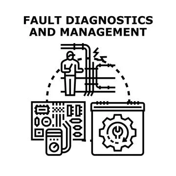 Technician performing fault diagnostics and management in systems Stock Illustration