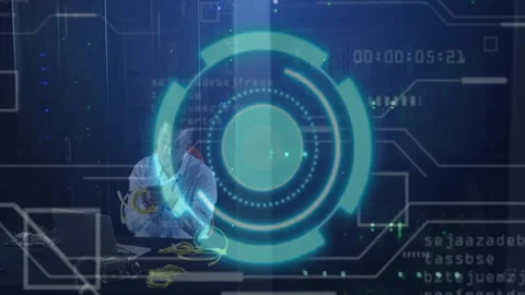 Technician plugging yellow cable in data center starting network tests with Stock Footage 312771212