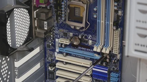 A technician repairing a computer Stock Footage 81542946