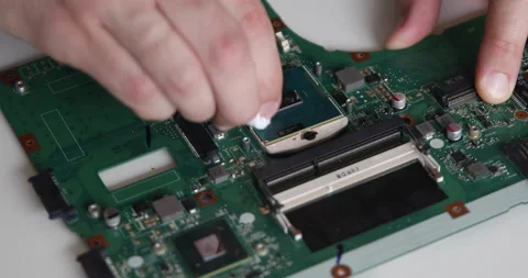 Technician repairing a computer. Work in the service center. Computer repair Stock Footage 153402324