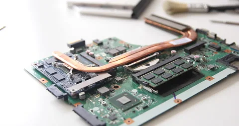 Technician repairing a computer. Work in the service center. Computer repair Stock Footage 153410815