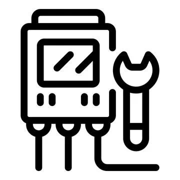 Technician repairing electronic device using wrench icon Stock Illustration