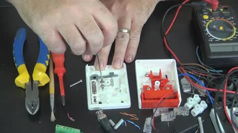 Technician Repairing a Panic Button, Worker on Security System, Electrician Stock Footage 12563971