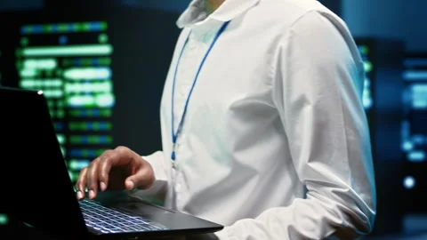 Technician repairing server network Stock Footage 246242496