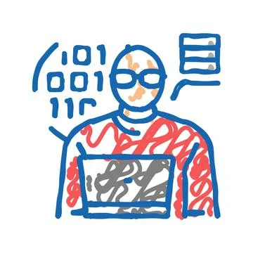 Technician scientist worker icon doodle illustration Stock Illustration
