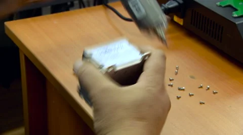 Technician Screw Drive With a Tool Process Close up Stock Footage 67455128