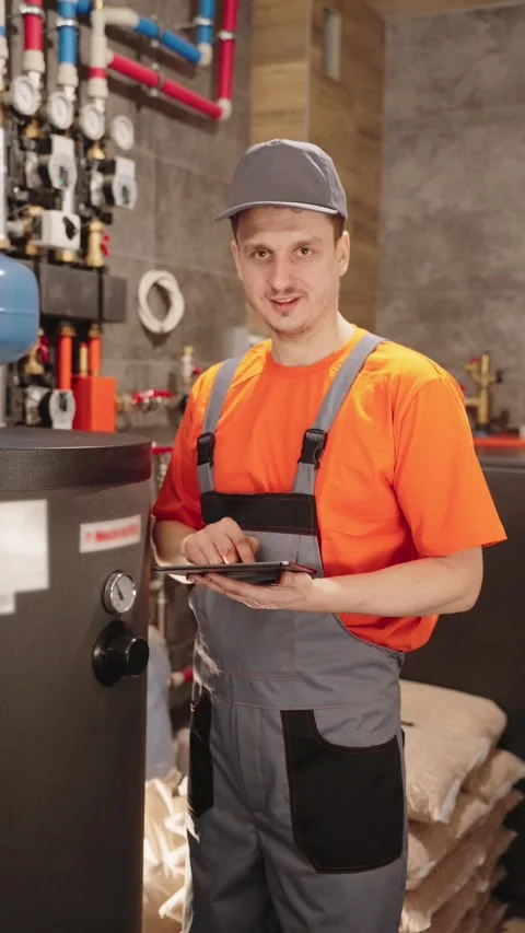 Technician Showing Thumbs Up After Successful Heating Inspection Stock Footage 330859004