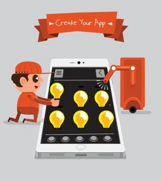 Technician smartphone Creative Stock Illustration