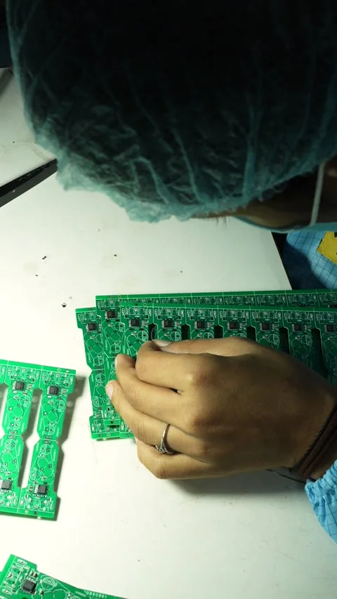 Technician Soldering Electronic Circuit Board in Noida Facility Stock Footage 345809200