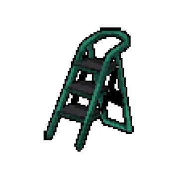 Technician step ladder safety pixel art vector illustration Illustrazione stock