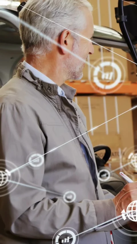 Technician taking tablet notes in vehicle service, pen causing digital charts Stock Footage 330542614