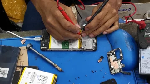 Technician testing the motherboard electronic connectivity Stock Footage 221801005