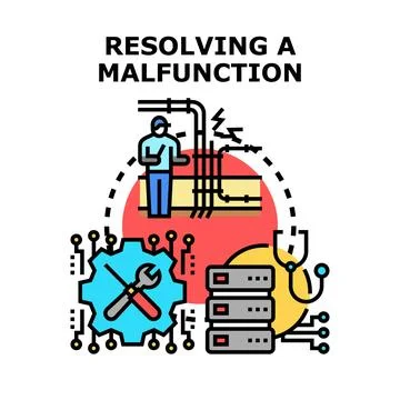Technician troubleshooting system identifying fault finding problem Stock Illustration
