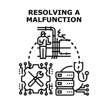 Technician troubleshooting system identifying fault finding problem Stock Illustration