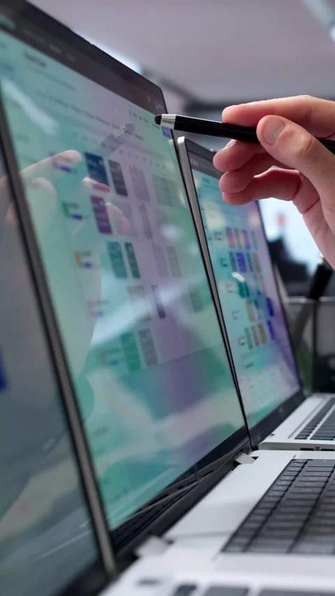 Technician Uses Live Map And Software Stock Footage 340399556