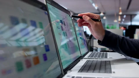 Technician Uses Live Map And Software Stock Footage 340996479