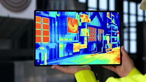 Technician Using Tablet To Inspect HVAC System Energy Stock-Footage 333843953