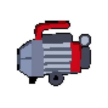 Technician vacuum pump pixel art vector illustration Stock Illustration