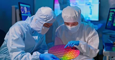 Technician with wafer Stock Footage 166624952