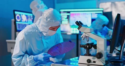 Technician with wafer Stock Footage 166625317