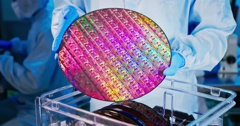 Technician with wafer Stock Footage 166626724