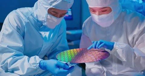 Technician with wafer Stock Footage 167346089