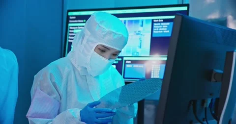 Technician with wafer Vídeo Stock 167346603