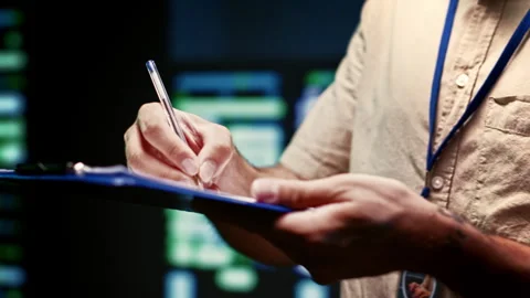 Technician walking in high tech facility Stock Footage 248096031