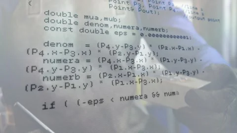 Technician wearing glove interacting code panel inside lab, projecting animated Video stock 327450735