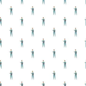Technician worker character in uniform seamless pattern Stock Illustration
