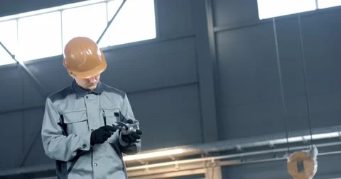 Technician worker hands measuring detail tool after processing at workshop with Stock Footage 157229588