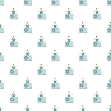 Technician working on air conditioning unit seamless pattern Stock Illustration