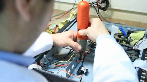 Technician working on computer Stock Footage 77046507