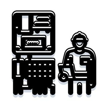 Technician working on industrial machinery control panel 库存插图